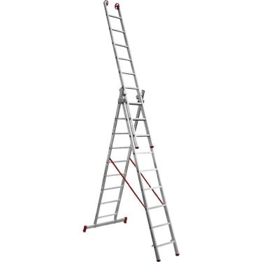 Imagem de Escada Extensiva ESC0709 3 em 1 Alumínio 27 Degraus Dobrável Prata Botafogo Ostenvonder