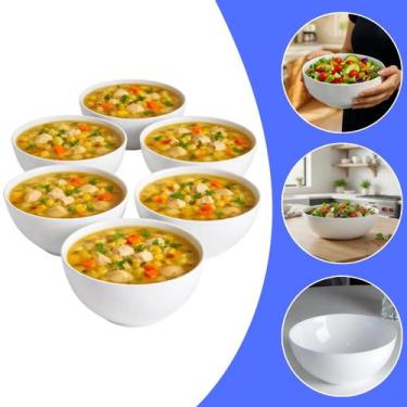 Imagem de Jogo 6 Bowls Tigelas Opalina Branca 700ml Cereal Sopa Caldo Comida - I