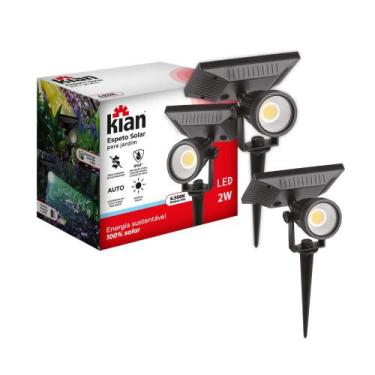 Imagem de 2 Espeto Solar Jardim Spot Balizador Prova Dágua 6500k Kian