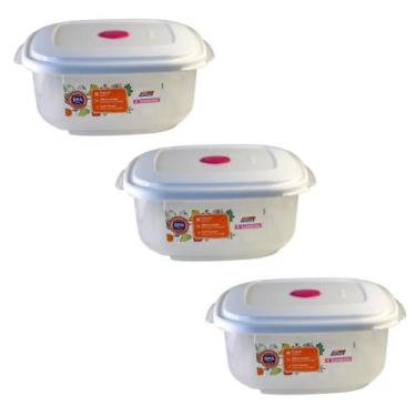 Imagem de Potes vasilhas plásticas cozinha microondas freezer kit 3 un - Sanremo