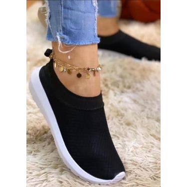 Imagem de Tênis Meia Feminino Super Confortável Calce Fácil - MIX, Preto, 36