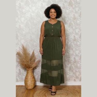 Imagem de Vestido Feminino Plus Size Com Recorte Em Tule Na Barra - Rosana Farca