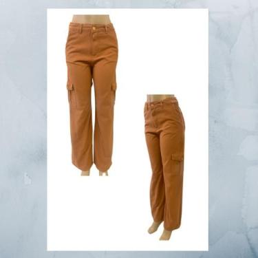 Imagem de Calça Feminina Wide Leg Cargo Telha - 1930 - Jimy, 44, Telha, Feminino