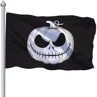 Imagem de Bandeira CLYTTE Halloween 3 x 5 pés de nylon ao ar livre Abóbora branc