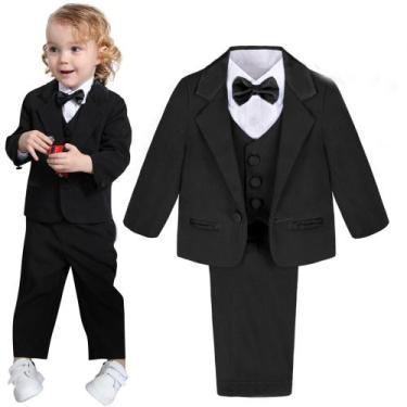 Imagem de Terno Completo Para Menino Festa/ Casamento 5 Pçs - Ranna Bebe, Preto,