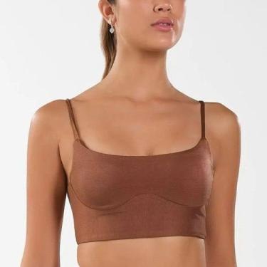 Imagem de Top Pesponto Titanium Feminino Acquamires, Marrom, GG