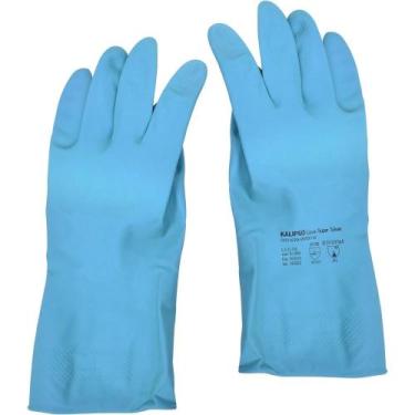 Imagem de Luva Latex Azul Com Forro Super Silver Kalipso Tamanho P