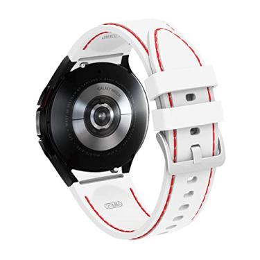 Imagem de LTIMPORTS Pulseira Silicone, 21,5 cm, Branco/Vermelho, Compatível com Galaxy Watch 6, 6 Classic, 5, 5 Pro, 4, 4 Classic