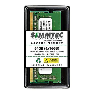Imagem de Simmtec RAM 64 GB (4 x 16 GB) DDR4 3200 MHz SODIMM PC4-25600 (PC4-3200AA) CL22 1,2 V Non-ECC SO-DIMM 260 pinos - Kit de atualização de memória para laptop, notebook e computador AIO