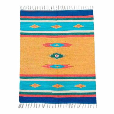 Imagem de Tapete Kilim 7 Cores 100% Algodão Azul Turquesa 2Mx3M