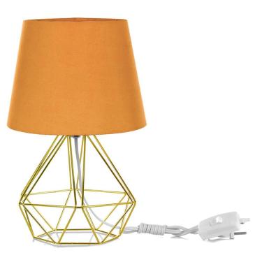 Imagem de Abajur Diamante Dome Laranja Com Aramado Dourado