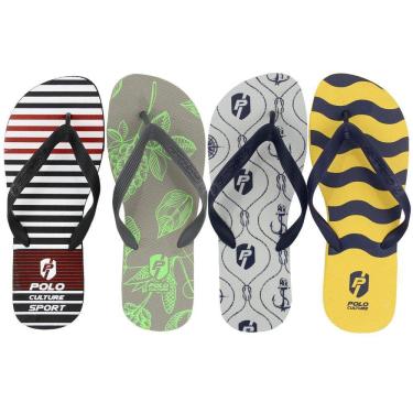 Imagem de Kit 4 Chinelos Masculino Polo Culture Macio Antiderrapante