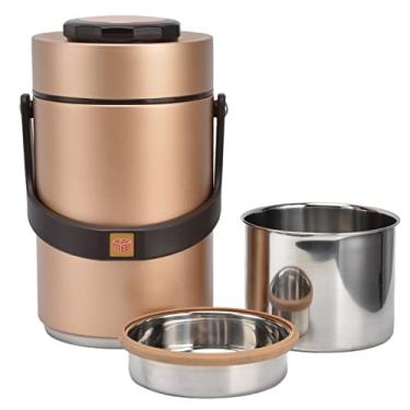Imagem de Lancheira de recipiente de comida com isolamento inoxid¨¢vel, jarra de comida port¨¢til para comida quente e fria para crian?as adultos, isolamento multicamada, tampa ¨¤ prova de vazamento(gold), Ga