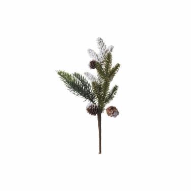 Imagem de Pick Galho Natalino C/folh/pinhs Nevad 1un 30x12x5cm 1470667