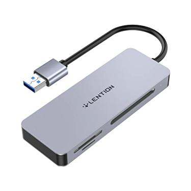 Imagem de LENTION Leitor de cartão USB A, adaptador de cartão 3 em 1 USB 3.0 para CF/SD/Micro SD, leitura para cartões SDXC, SDHC, MMC, RS-MMC, Micro SDXC, Micro SD, Micro SDHC e UHS-I, CF Tipo I (CB-H12, cinza