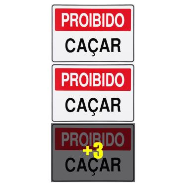 Imagem de Combo 6 Placas De Sinalização Proibido Caçar 30x20 Acesso - P-16 F9e