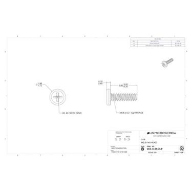 Imagem de M0.8-0.2 X 3 mm parafuso de máquina de aço inoxidável panela cabeça Phillips Drive (100 peças) - M08-30-M-SS-P
