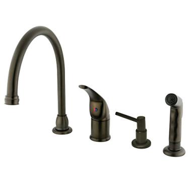 Imagem de Elements of Design Torneira de cozinha com alavanca única EB825K5 com pulverizador, bronze polido a óleo