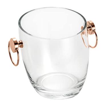 Imagem de Balde de Vidro com Alça de Aço Inox Asti Rosé 24,5cm x 21,5cm x 21,5cm - Wolff