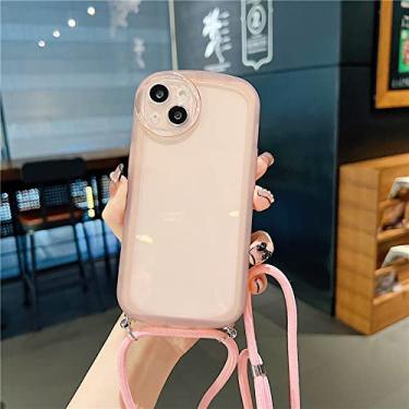 Imagem de Colar crossbody cordão capa protetora transparente para câmera para iPhone 13 12 MiNi 11 Pro Max XS XR X 7 8 Plus SE 3 capa, rosa, para iPhone 13