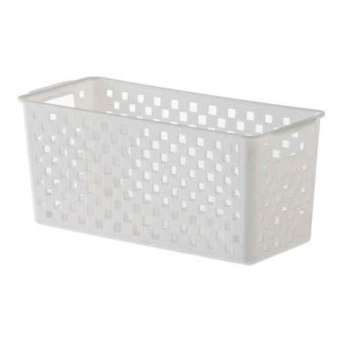 Imagem de Cesto Organizador multiuso Quadratta branco para gavetas, armários, lavanderias, cozinha, banheiro e quarto