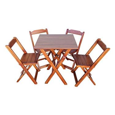Imagem de Jogo de Mesa Dobrável 70X70 com 4 Cadeiras PREMIUM Imbuia