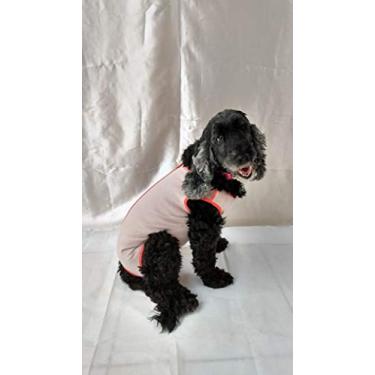 Imagem de ROUPA PÓS CIRÚRGICA E PROTEÇÃO CORPORAL PÓS OPERATÓRIA PARA CADELAS E GATOS TAM:03;COR BEGE COM DETALHES E ZÍPER LARANJA