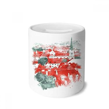 Imagem de DIYthinker Telhado vermelho Rússia Pintura para Dinheiro Caixa de Cerâmica Porta-Moedas Presente