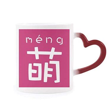 Imagem de Caneca chinesa adorável com personagem chinês, sensível ao calor, copo de grés que muda de cor vermelha