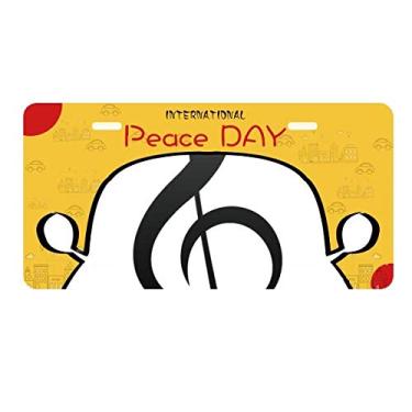 Imagem de DIYthinker Black Music Treble Clef Placa de licença branca Etiqueta Decoração de carro Dia da Paz