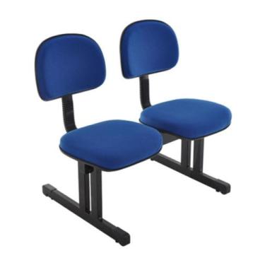 Imagem de Cadeira Secretária Em Longarina Com 2 Lugares Linha Robust Azul - Desi