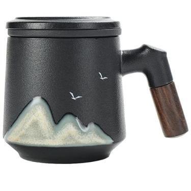 Imagem de PAYNAN 320 ml xícara de chá de cerâmica com filtro de separação de água para escritório, conjunto de chá Kung Fu