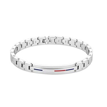 Imagem de Tommy Hilfiger Pulseira masculina de elos de joias, cor: prata (modelo: 2790313), length 20 cm, Metal de aço inoxidável, Sem Pedra Preciosa