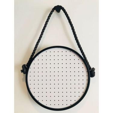 Imagem de Pegboard  Adnet Preto Corda Preta Fundo Branco 40 cm Redondo