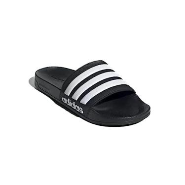 Imagem de adidas Chinelo masculino Adilette para chuveiro, Núcleo preto/preto / Oran gritando, 11