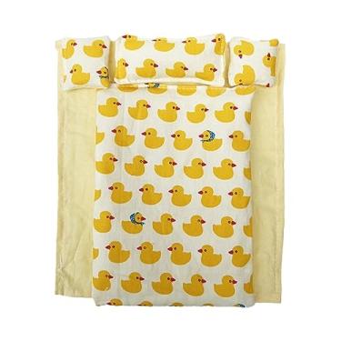 Imagem de Generic Conjunto de roupa de cama para casa de bonecas escala 1/12 com lençol, edredom e travesseiros para boneca de 6 polegadas, diorama, fotografia, fingir,