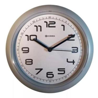 Imagem de Relógio De Parede Eurora Cinza Mostrador Branco