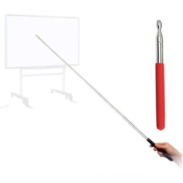 Imagem de Pointer – Ponteiro de professores – Ponteiro de ensino – Ponteiro de mão de comprimento estendido, Ponteiro de quadro branco para apresentador, Preto fosco com acabamento cromado, Red Frosted