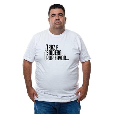 Imagem de Camiseta Plus Size Masculina Algodao Frase Traz a Saidera Por Favor Com Abridor De Garrafa