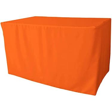 Imagem de LA Linen Toalha de mesa de popelina de poliéster, 122 cm C x 76 cm L x 76 cm A, laranja