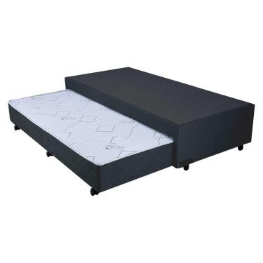 Imagem de Bicama Box Solteiro Mega Suede Preto com Auxiliar em Molas Superlastic - 078x188