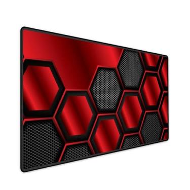 Imagem de Mouse Pad Gamer Grande Speed Anti Derrapante Profissional Desk Pad Large Wide 90x40 - Hexagonal Vermelho