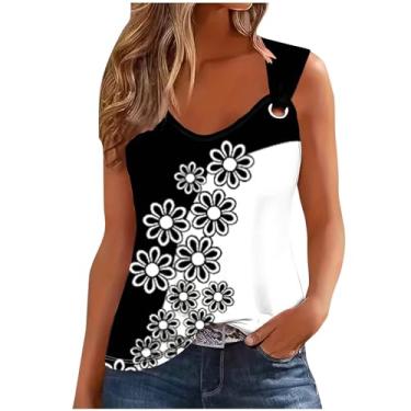 Imagem de Camisetas femininas sem mangas com estampa floral folgada para mulheres verão outono 2024 moda, P-525 multicolorido, P