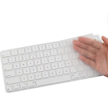 Imagem de MUBUY Design para Apple iMac 24 polegadas/Apple Magic Keyboard com ou sem toque IDA2449 A2450 Capa de teclado de plástico com fita fixa, película ultrafina para teclado para iMac 24 Magic M1 Chip-TPU 2021