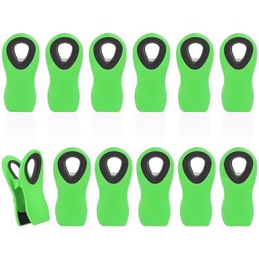 Imagem de VNDUEEY Pacote com 12 clipes magnéticos para armazenamento de alimentos, clipes de saco de alimentos para salgadinhos e salgadinhos, clipes de geladeira - verde