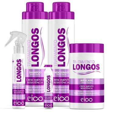 Imagem de Kit Eico Cabelos Longos Shampoo Sem Sal E Condicionador Leave-In 800ml