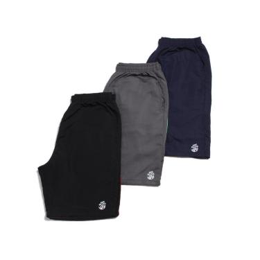 Imagem de Kit 3 Bermuda Tactel OX Plus com Bolsos Frente e Costa | Chumbo Azul Marinho-Masculino