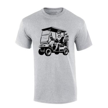 Imagem de Camiseta masculina de golfe com estampa de carrinho de golfe e manga curta divertida, Cinza esportivo, P