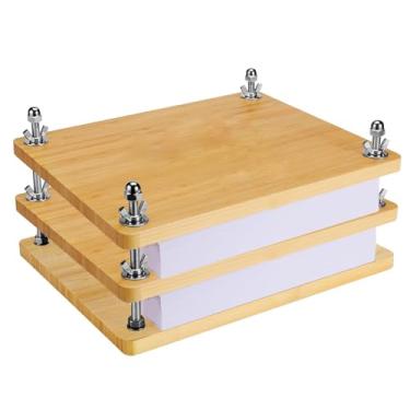 Imagem de Prensa de livros, máquina de prensa de livros de bambu de madeira, kits de encadernação de livros, prensa de livros portátil para encadernação feita à mão, prensa de papel manual, prensa de flores de