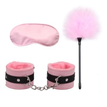 Imagem de Conjunto Brinquedo Sexuais Para casais Algemas PenasnVenda Acessórios Exóticos, Jogos Para Adultos (Rosa)
